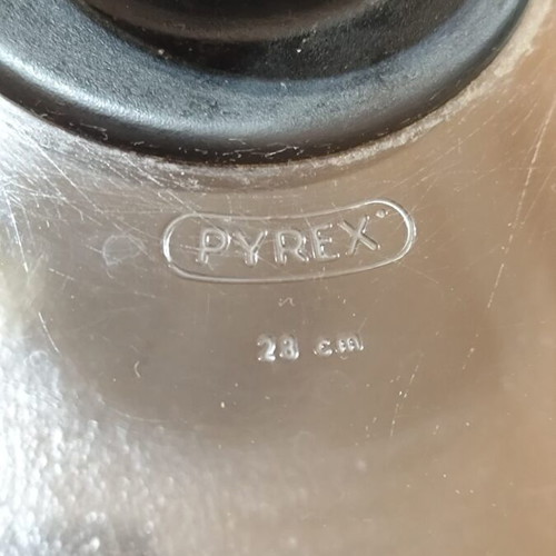 Pyrex glass lid Ø28cm used, oven safe without handle
