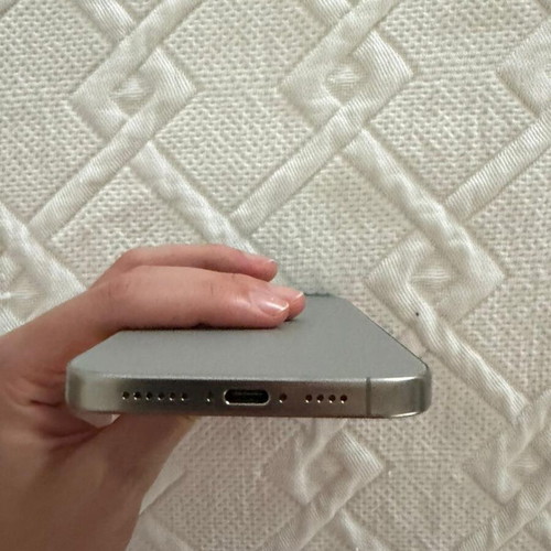 iPhone 16 Pro Max 256 GB silver with charger and case