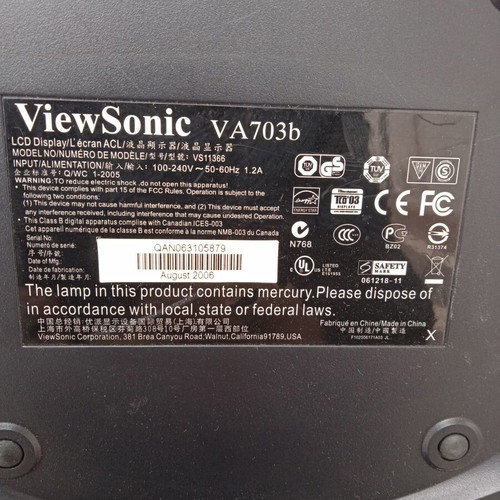 Viewsonic 17-inch computer monitor used