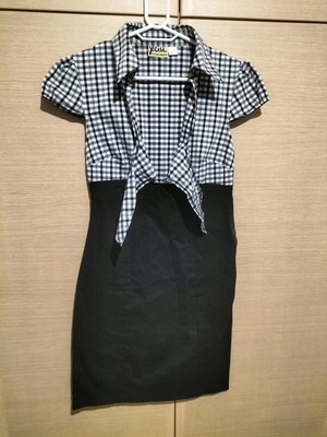 Women's checked dress like new, size S, black and white