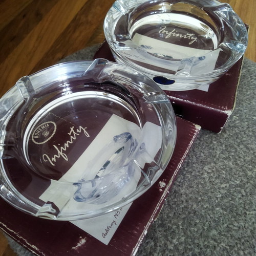 Bohemia vintage ashtrays new with boxes, crystalite clarity and shine