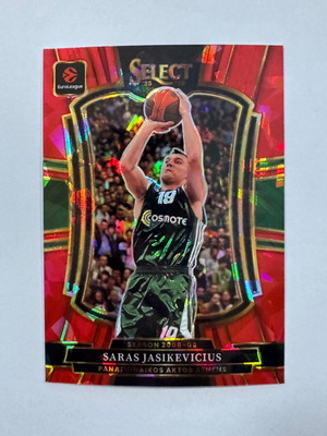 2025-26 Panini Select Euroleague Saras Jasikevicius Premier Red Cracked Ice Card new, authentic