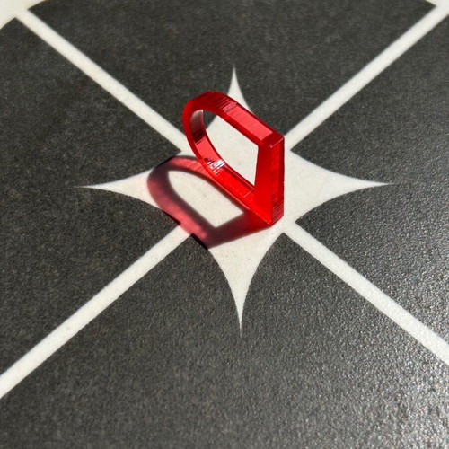 Plexiglass ring like new with red transparent color and unique design