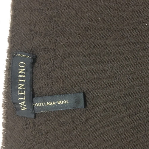 Valentino scarf used, 100% wool, dark brown with embossed logo
