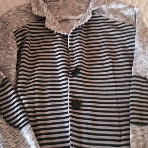 Striped cardigan new, size M, black and gray