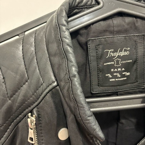 Zara μαύρο πανωφόρι μπουφάν biker γνήσιο δέρμα μεταχειρισμένο