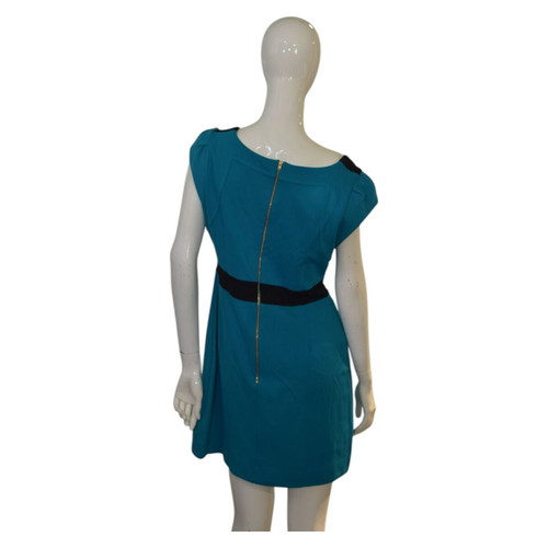 French Connection dress blue and black cap sleeves used, size 12