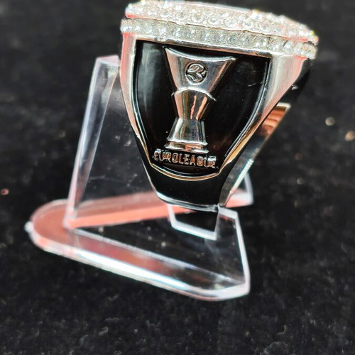 Olympiacos Euroleague basketball ring with deluxe wooden case, new