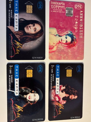 Anna Vissi phone cards used, 4 pieces, Trauma and Mala