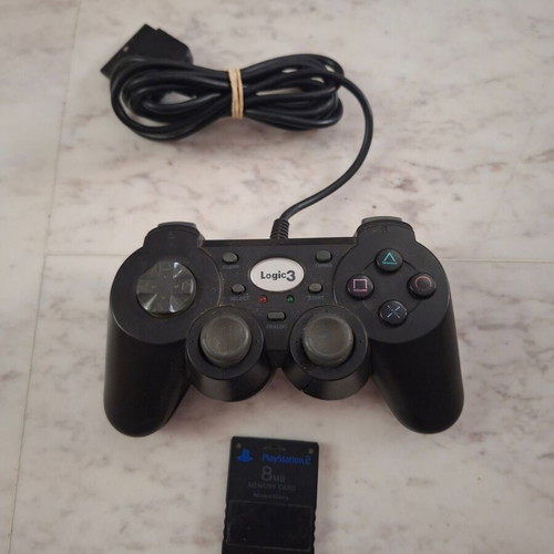 Logic3 wired controller and Sony PlayStation 2 8MB memory card used, pack