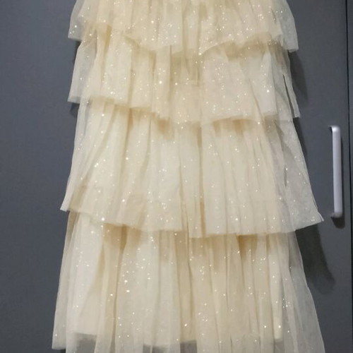 Lynne dress with tulle and glitter like new, beige and gold