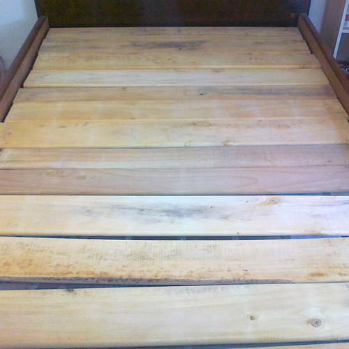Walnut bed used 125cm width 2m length with mattress