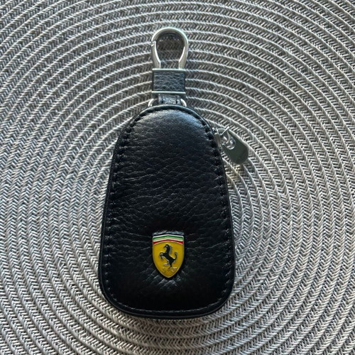 Ferrari leather car key case new, black and gray