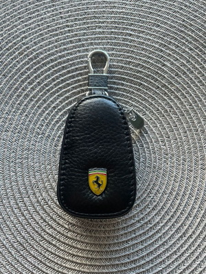 Ferrari leather car key case new, black and gray