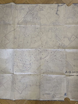Athens map 1955 used, large size, with wear