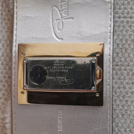 Roberto Cavalli women's wristwatch new with fur leather strap