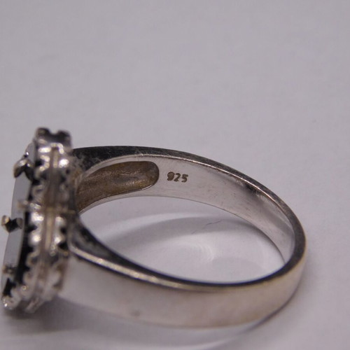 Silver ring 925 Black Clover new, size 58 with black stone