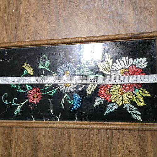 Vintage decorative reverse glass painting used, floral design