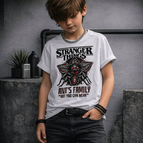 Stranger Things Inspired Horror T-Shirt Ant's Family made to order, white