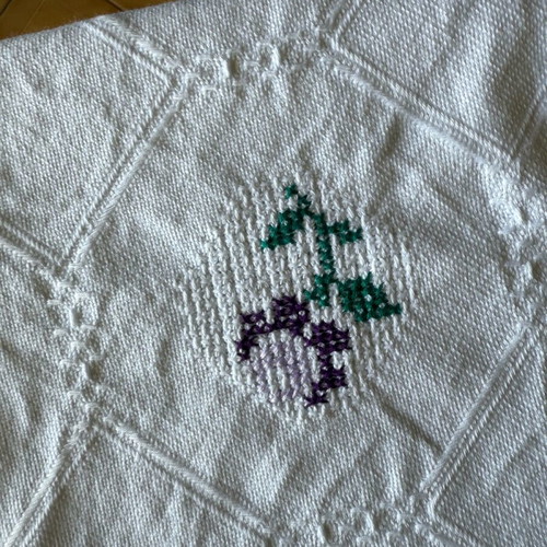 Tablecloth new cotton embroidery with purple flowers for large table 260cm