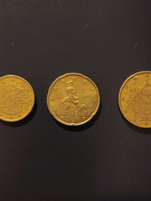 Coins 0.10€, 0.20€, 0.50€ Italy 2002 used