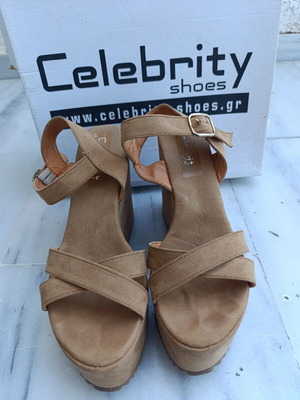 Celebrity platform sandals like new, beige, size 38
