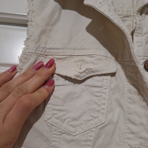 Benetton beige denim vest like new, slight stretch fabric, size S