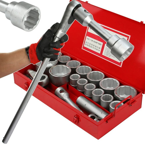 Gedore socket set 21 pieces new, chrome-vanadium steel, 1 inch, 30-80 mm