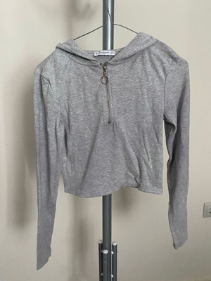 Grey ribbed half-zip hoodie Stradivarius size S like new