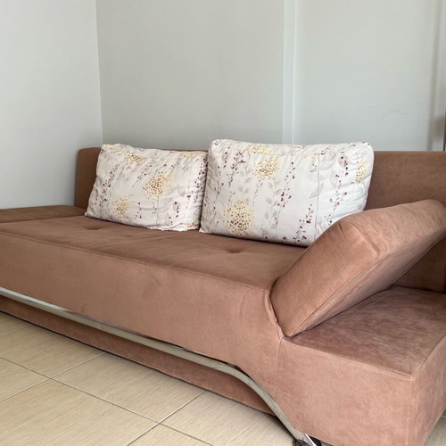 Sofa used with free cushions, dimensions 212x144cm
