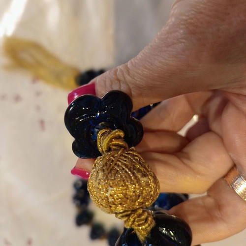 Vintage Large Decorative Worry Beads 44cm with Glass Beads and Gold Tassel used