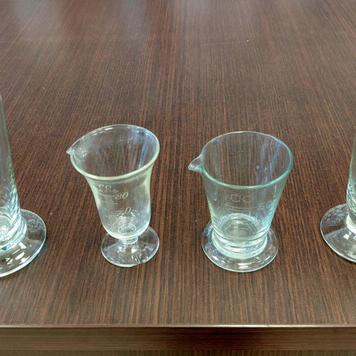 Vintage volumetric glasses from Czechoslovakia used, set of four, 1960s