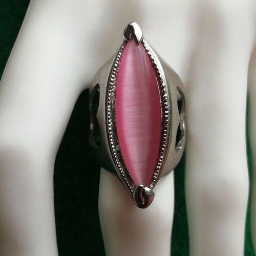 Monopetro ring stainless steel with pink semi-precious stone new
