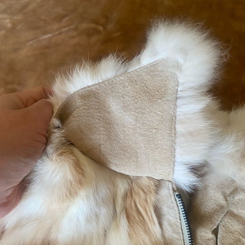 Natural rabbit fur jacket like new, beige