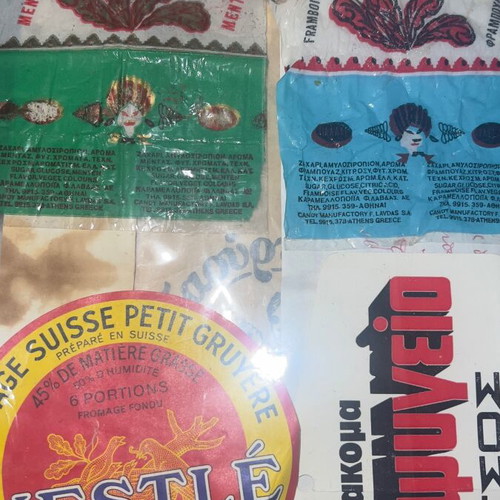 Papadopoulou Biscuit Advertising Package 1970-1980 with Vintage Food Wrappers