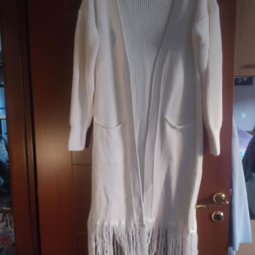 Long cardigan with fringes new, ecru