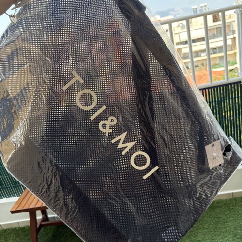 Toi & Moi oversized black perforated beach bag