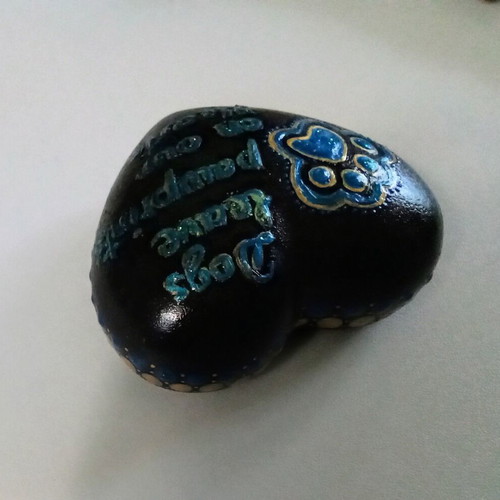 Handmade decorative plaster heart new with dot painting