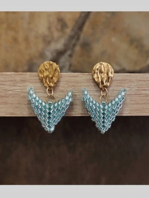 Handmade miyuki beaded earrings made to order, turquoise and gold