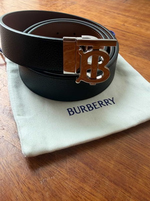 Burberry TB reversible leather belt, size 95/38, black and brown