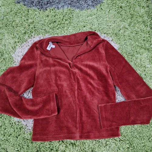 Edited velvet high neck top size S like new, brick red