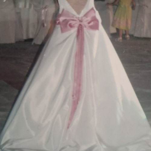 Wedding dress new, organza and satin, white and pink, two pieces
