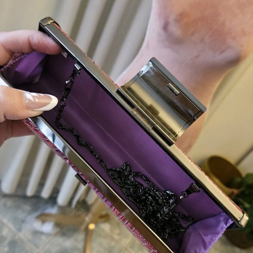 Evening bag like new, purple croco, 21×8 cm