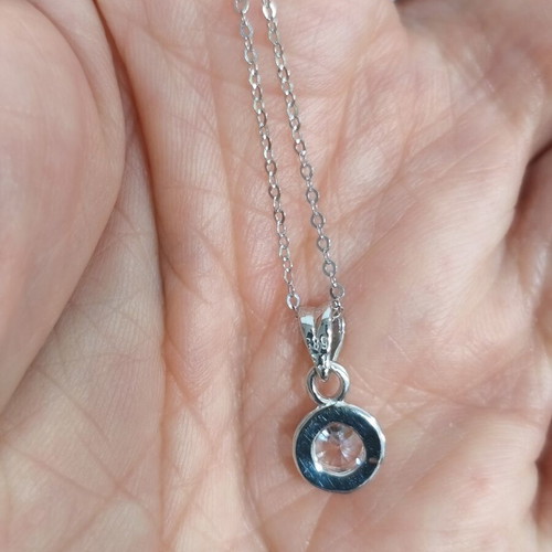 Pendant and chain 14K white gold brand new with Swarovski zirconia