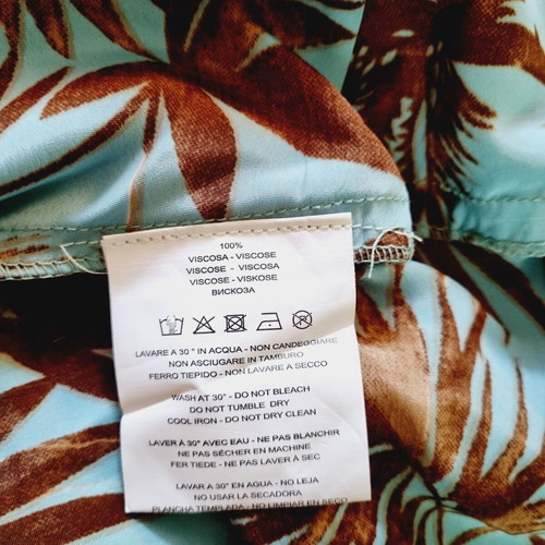 Silk set with wide palazzo pants and top, new, brown and turquoise