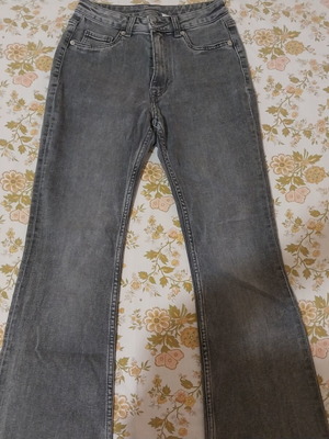 H&M grey high-waisted bell-bottom jeans, size S