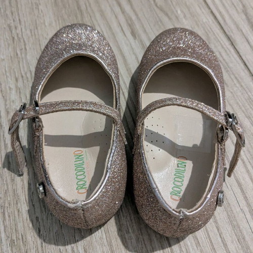 Crocodilino ballerinas anatomical size 22 like new, gold glitter