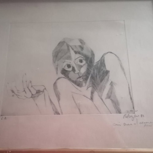 Patsoglou woodcut used with pencil EA 1976