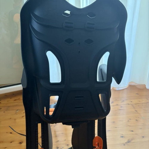 Child bike seat like new, dark blue with orange