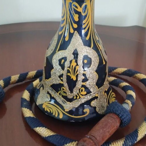 Hookah used 60cm with glass base, brass and wood